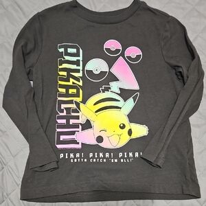 Old Navy Pikachu Graphic Kids Long Sleeve Shirt - Dark Gray